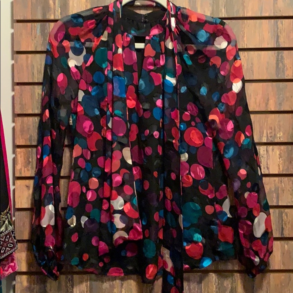 Trina Turk Tie Neck Bubble Blouse